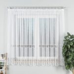 Firanka z aplikacją gipiurową , wysokość 175cm, kolor  biały z błyskiem