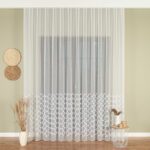 Firanka haftowana ze wzorem pasowym z ołowianką, wysokość 290cm