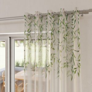 LIŚCIE Firana z ołowianką ETAMINA wzór od góry, wysokość 295cm
